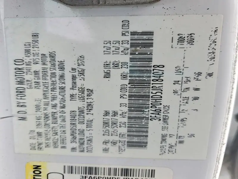 2018 FORD FUSION SE  