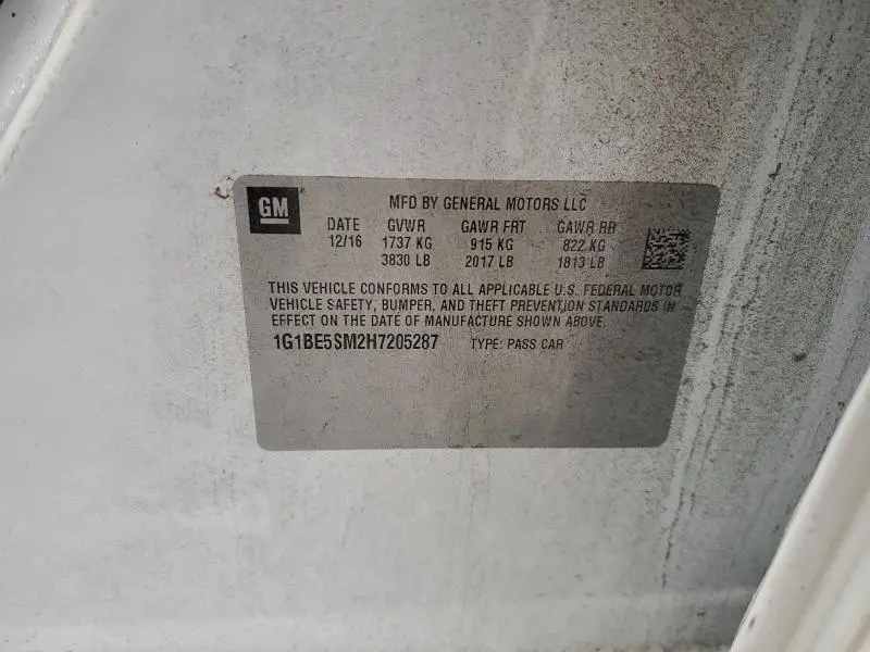 2017 CHEVROLET CRUZE LT  