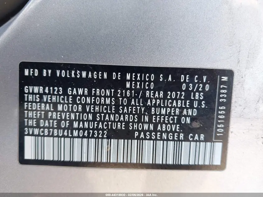 2020 VOLKSWAGEN JETTA 1.4T R-LINE/1.4T S/1.4T SE