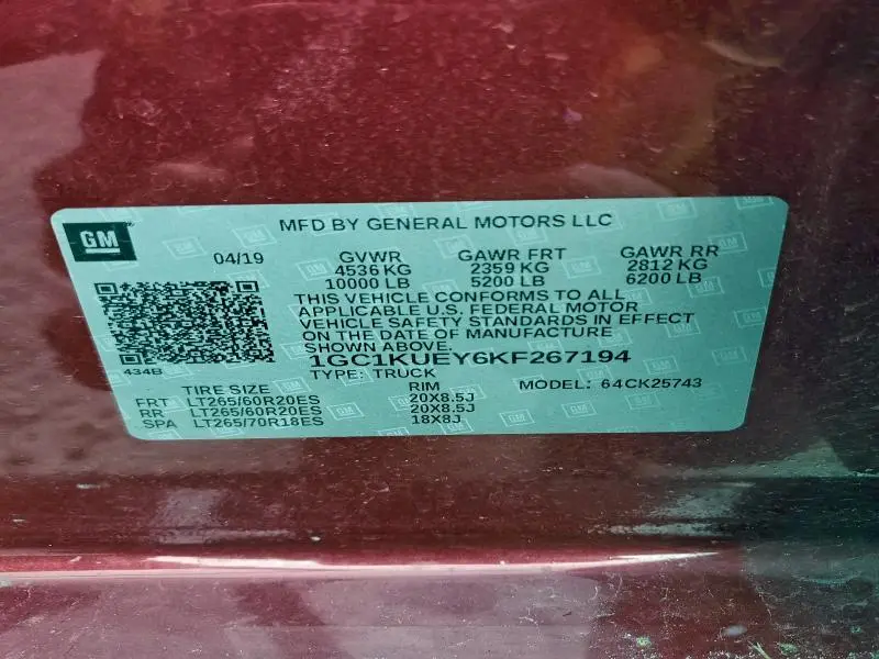 2019 CHEVROLET SILVERADO K2500 HIGH COUNTRY  