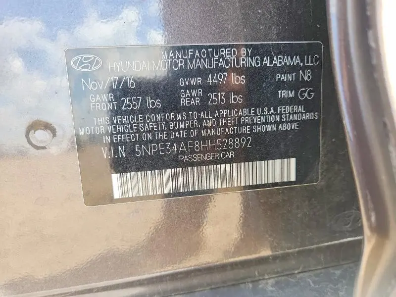 2017 HYUNDAI SONATA SPORT  