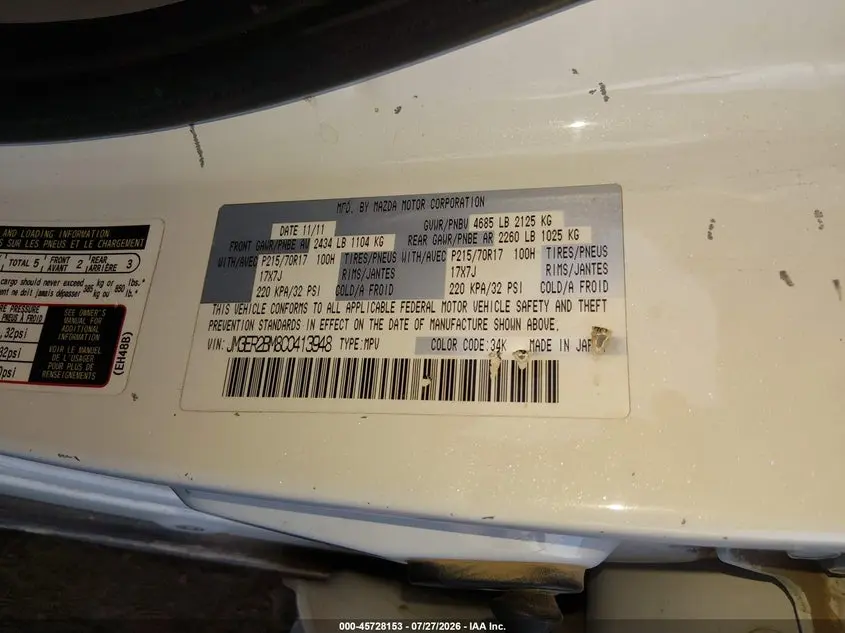 2012 MAZDA CX-7 I SPORT