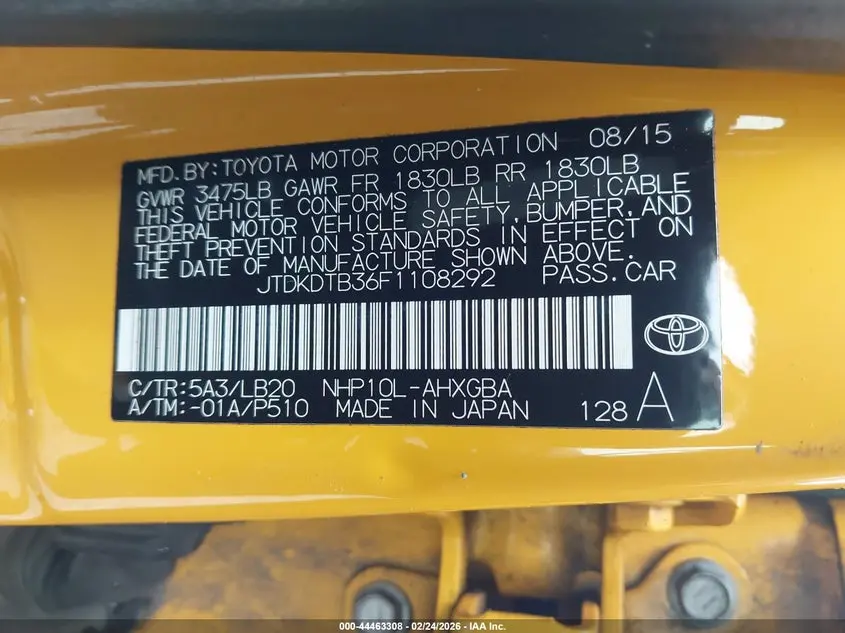 2015 TOYOTA PRIUS C FOUR