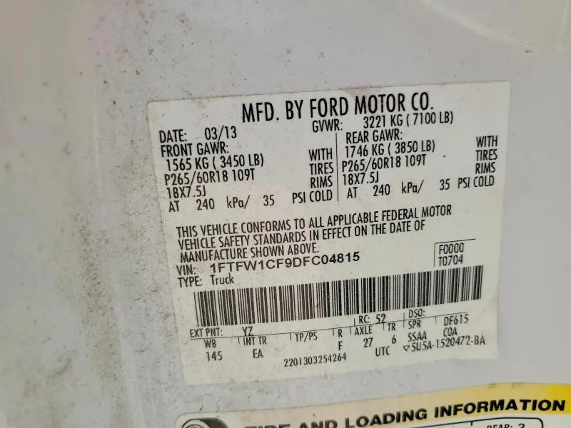 2013 FORD F150 SUPERCREW  