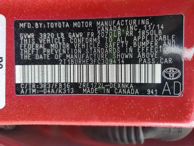 2015 TOYOTA COROLLA L  