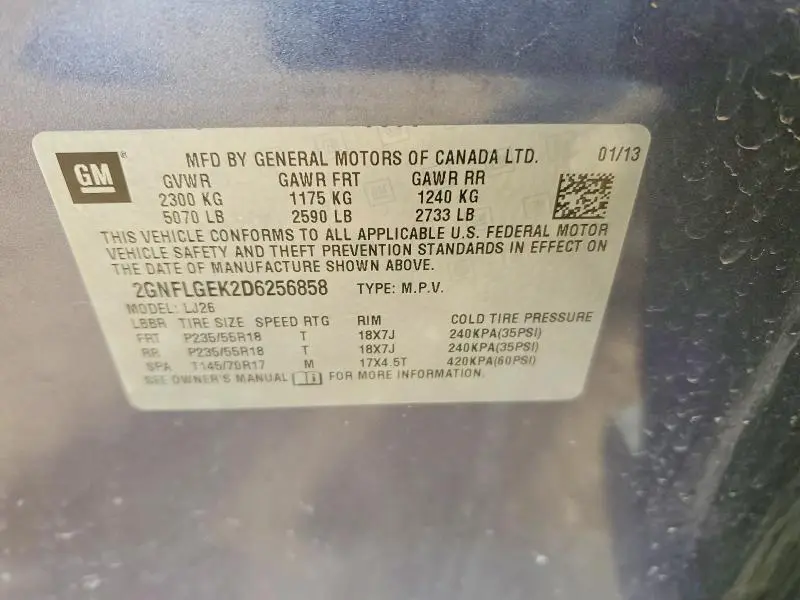2013 CHEVROLET EQUINOX LTZ  