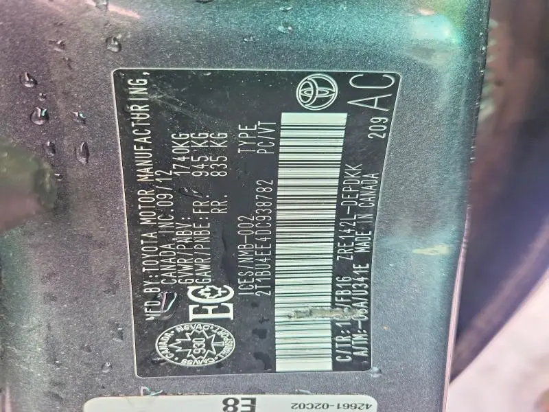 2013 TOYOTA COROLLA L  