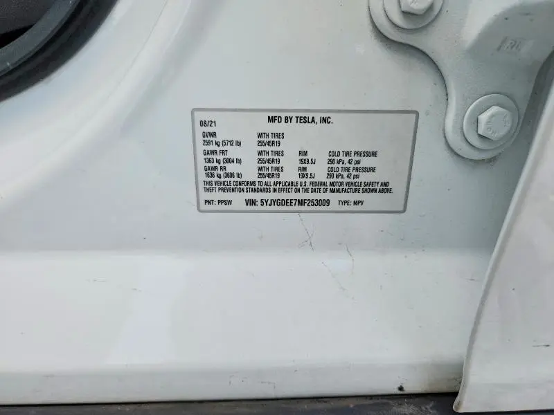 2021 TESLA MODEL Y   