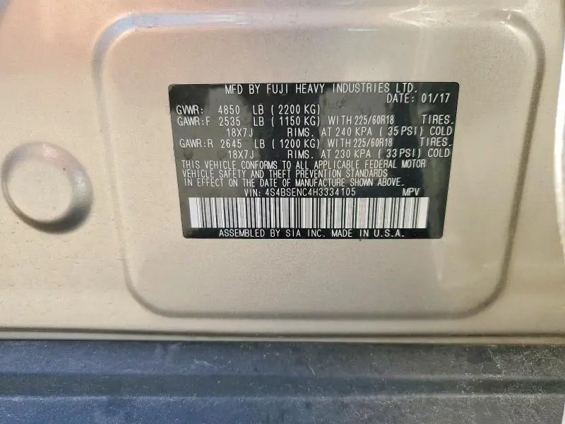 2017 SUBARU OUTBACK 3.6R LIMITED  