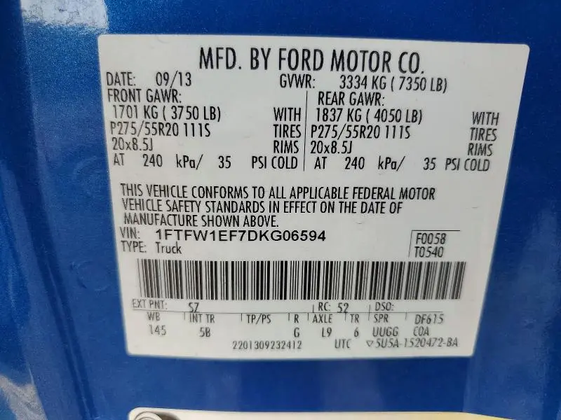 2013 FORD F150 SUPERCREW  