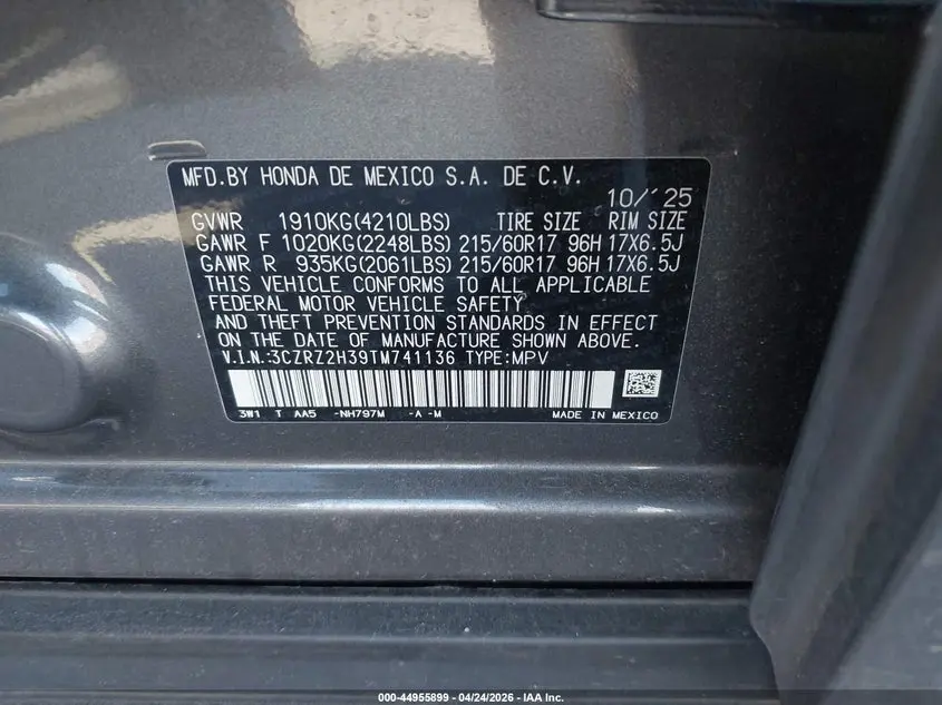 2026 HONDA HR-V AWD LX