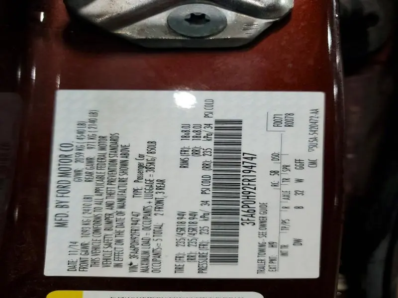 2015 FORD FUSION SE  