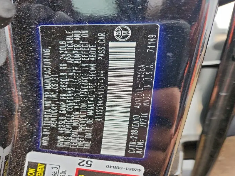 2022 TOYOTA CAMRY NIGHT SHADE  