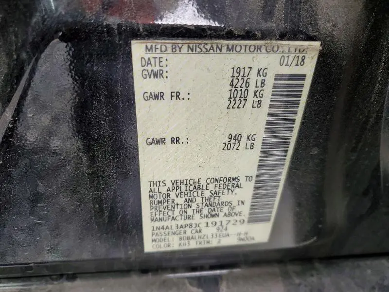 2018 NISSAN ALTIMA 2.5 SR  