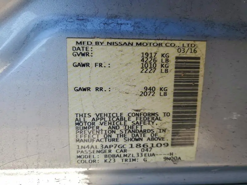 2016 NISSAN ALTIMA 2.5  