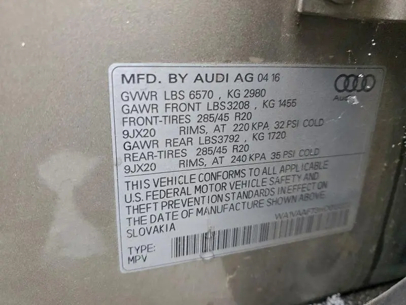 2017 AUDI Q7 PRESTIGE  