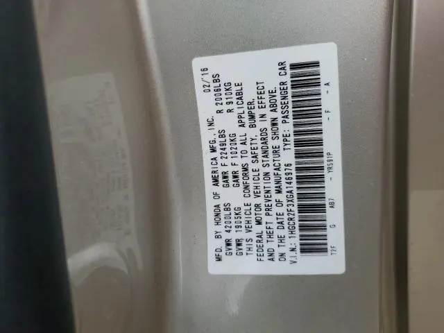 2016 HONDA ACCORD LX  