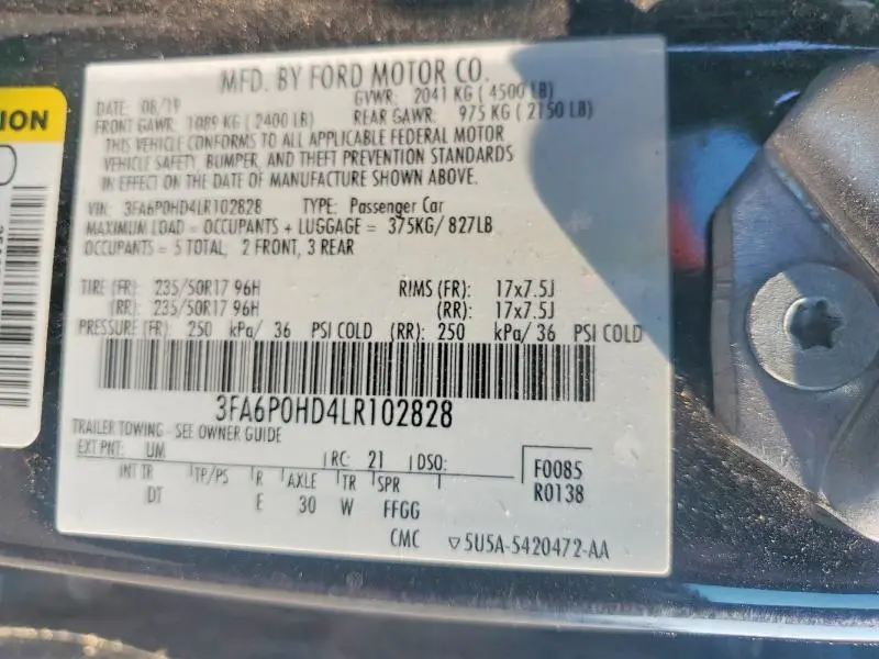 2020 FORD FUSION SE  