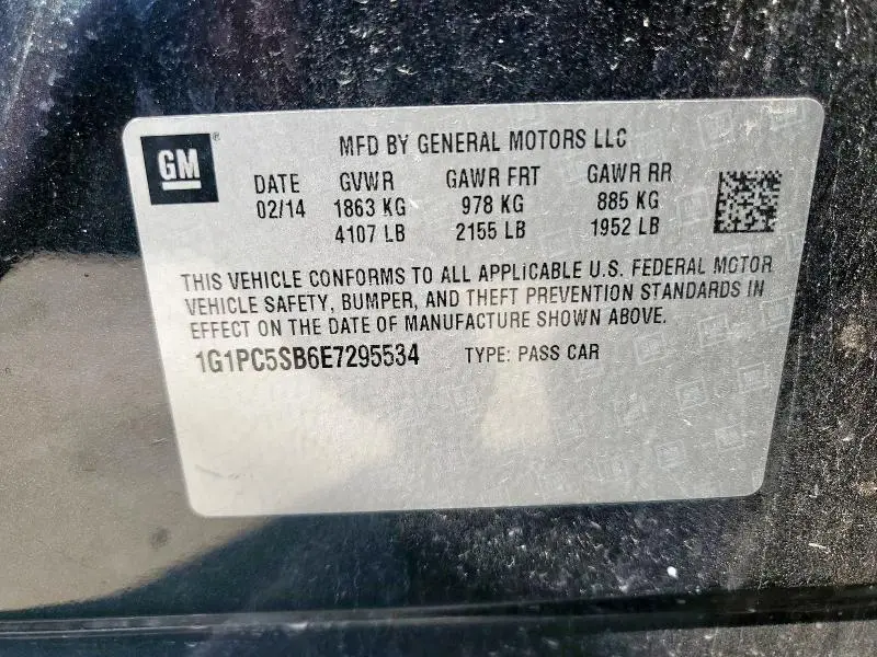 2014 CHEVROLET CRUZE LT