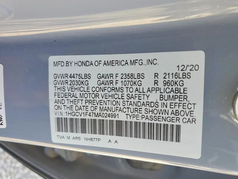 2021 HONDA ACCORD SPORT SE  