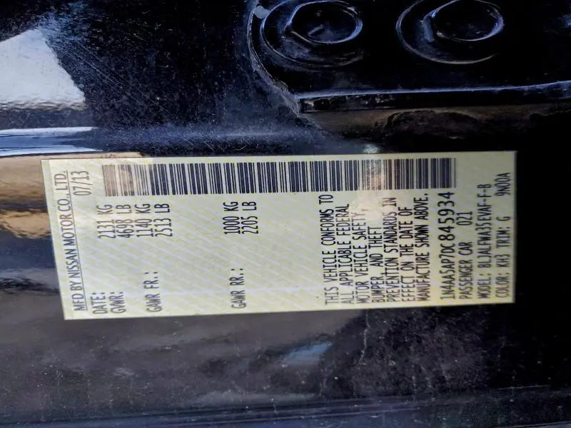 2013 NISSAN MAXIMA S  