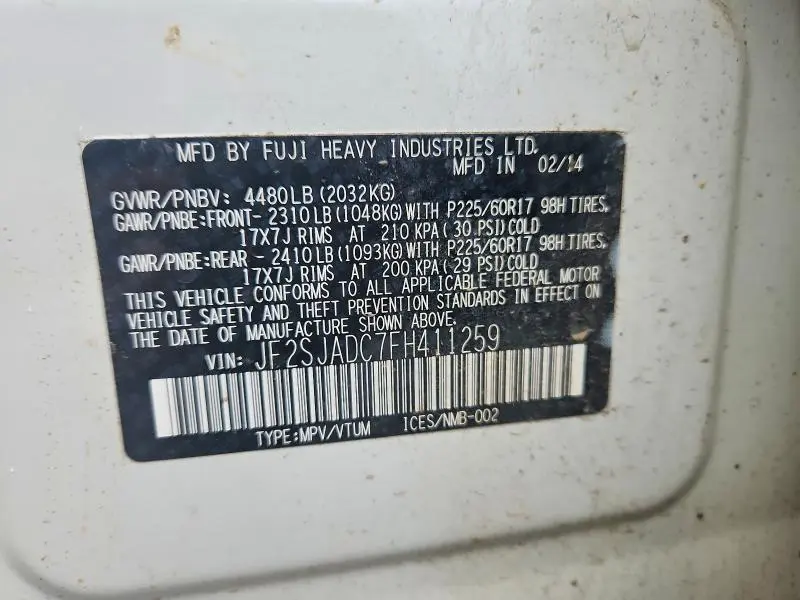 2015 SUBARU FORESTER 2.5I PREMIUM  