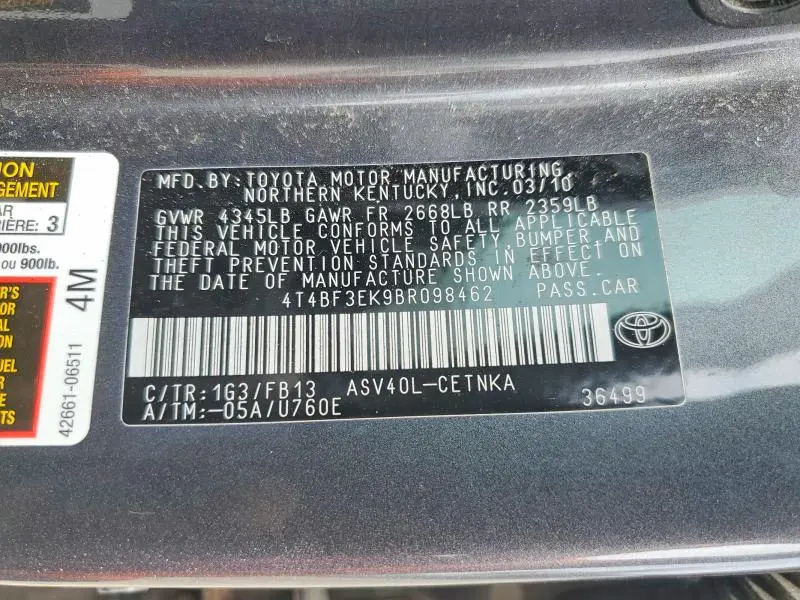 2011 TOYOTA CAMRY LE  
