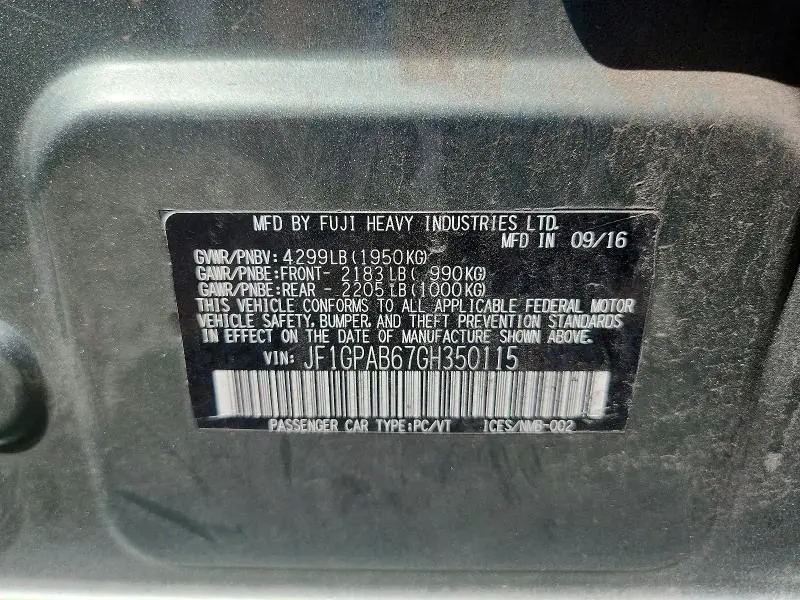2016 SUBARU IMPREZA PREMIUM  