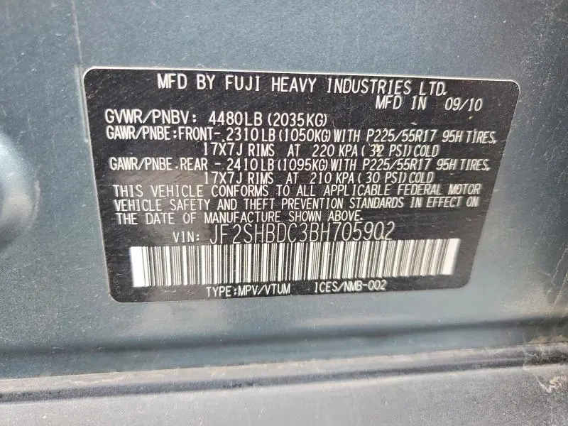 2011 SUBARU FORESTER 2.5X PREMIUM  