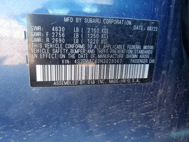 2022 SUBARU LEGACY PREMIUM  