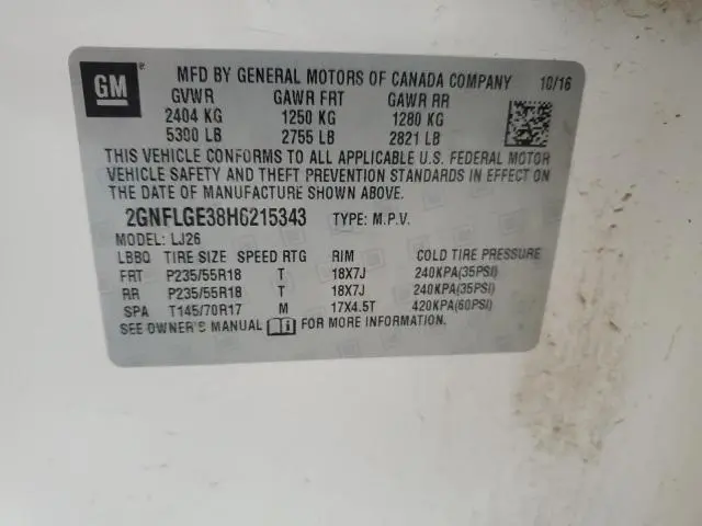 2017 CHEVROLET EQUINOX PREMIER  