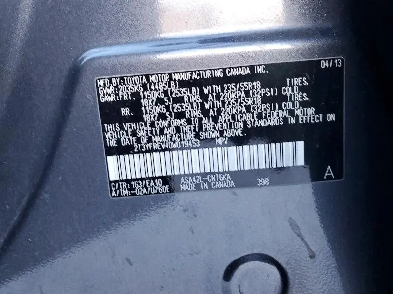 2013 TOYOTA RAV4 LIMITED  