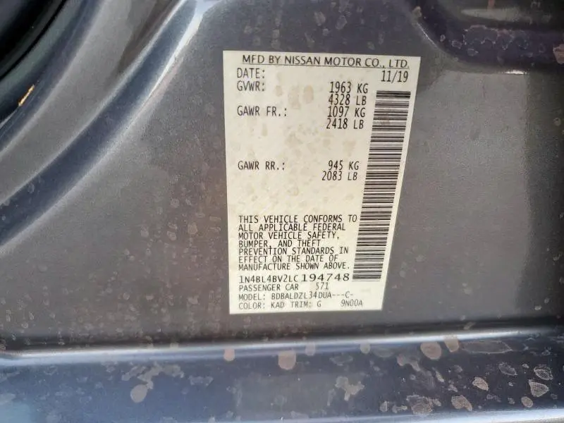 2020 NISSAN ALTIMA S  