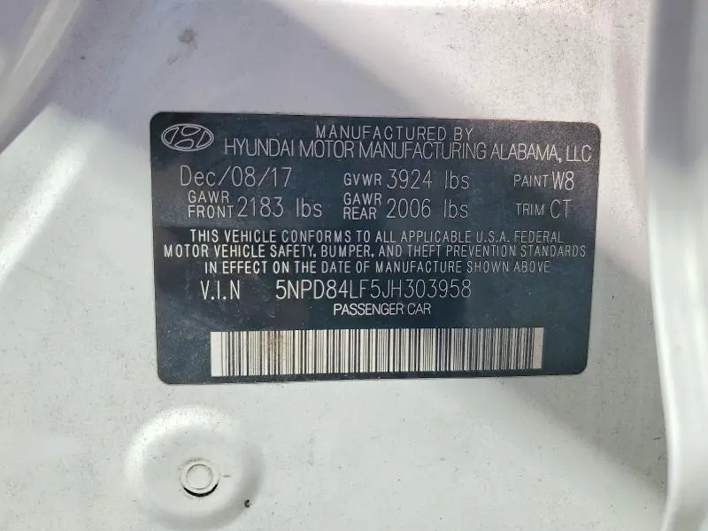 2018 HYUNDAI ELANTRA SEL  