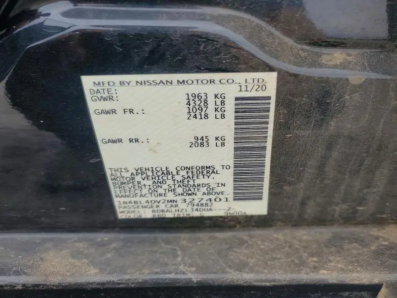 2021 NISSAN ALTIMA SV  