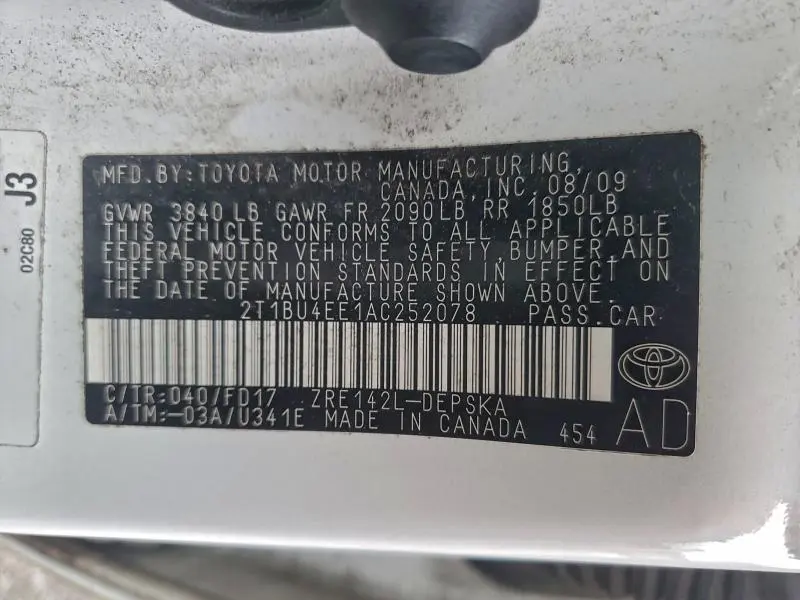 2010 TOYOTA COROLLA BASE  