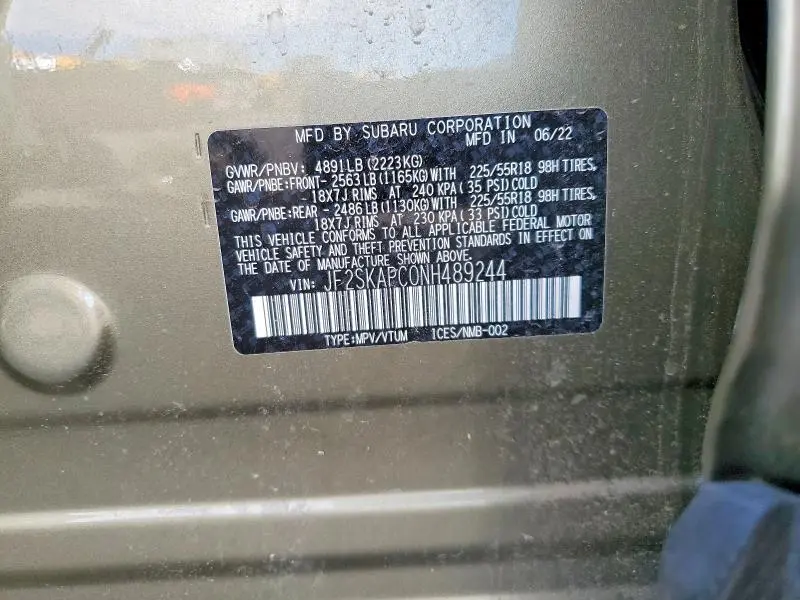 2022 SUBARU FORESTER LIMITED  