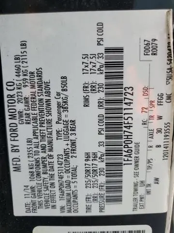 2015 FORD FUSION SE  