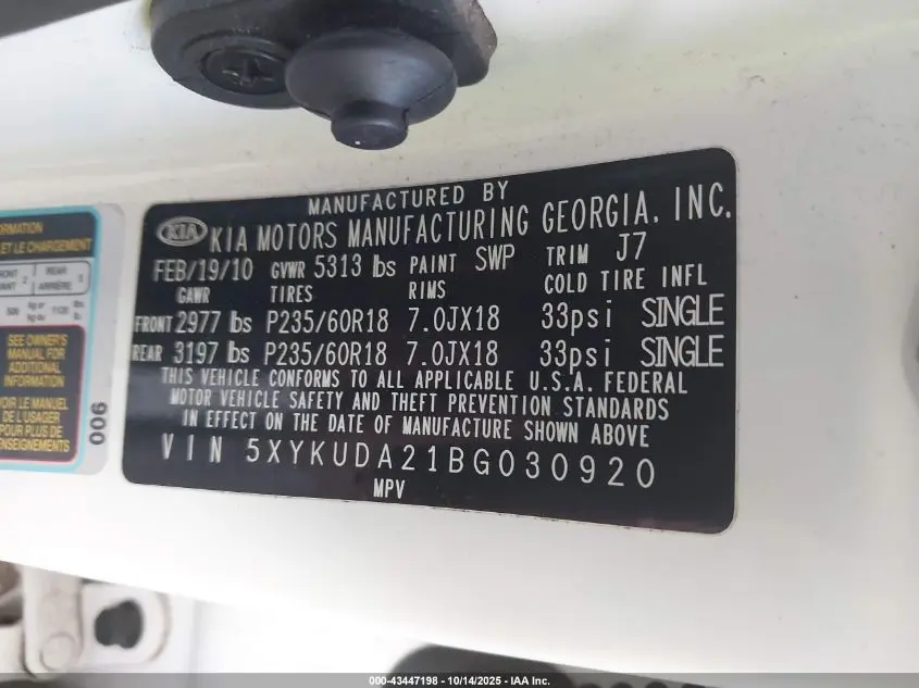 2011 KIA SORENTO EX V6