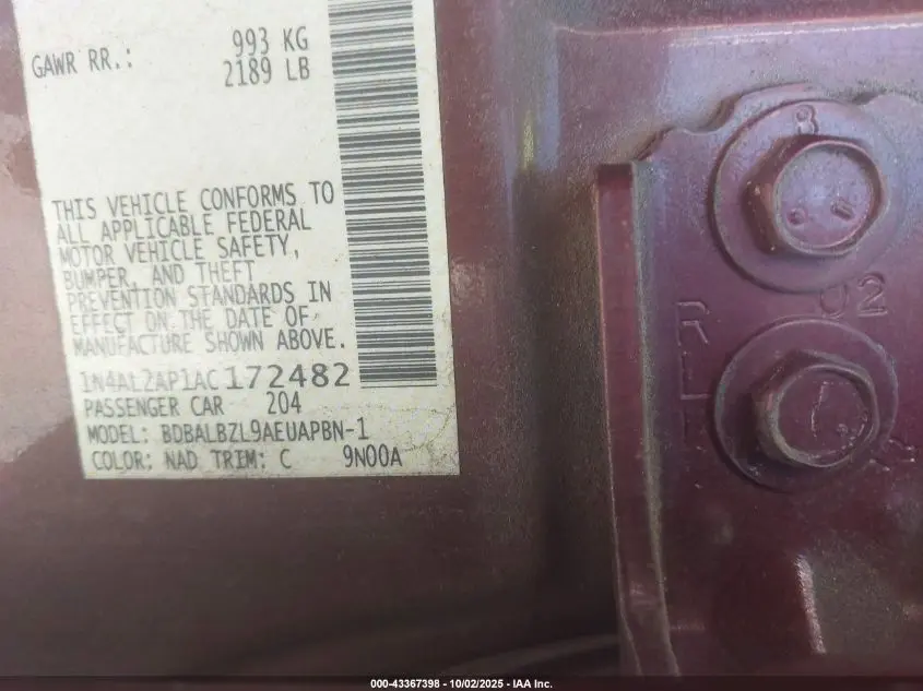 2010 NISSAN ALTIMA 2.5 S