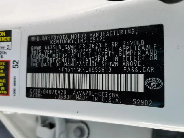 2020 TOYOTA CAMRY SE  