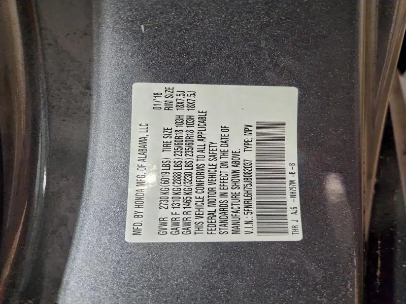 2018 HONDA ODYSSEY EXL  