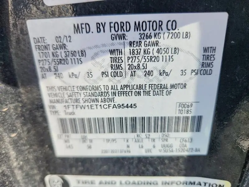 2012 FORD F150 SUPERCREW  
