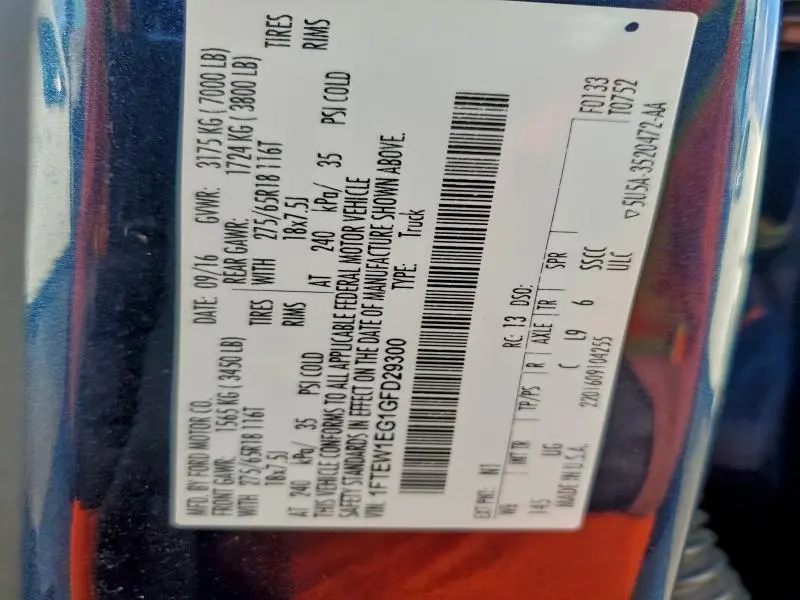 2016 FORD F150 SUPERCREW  