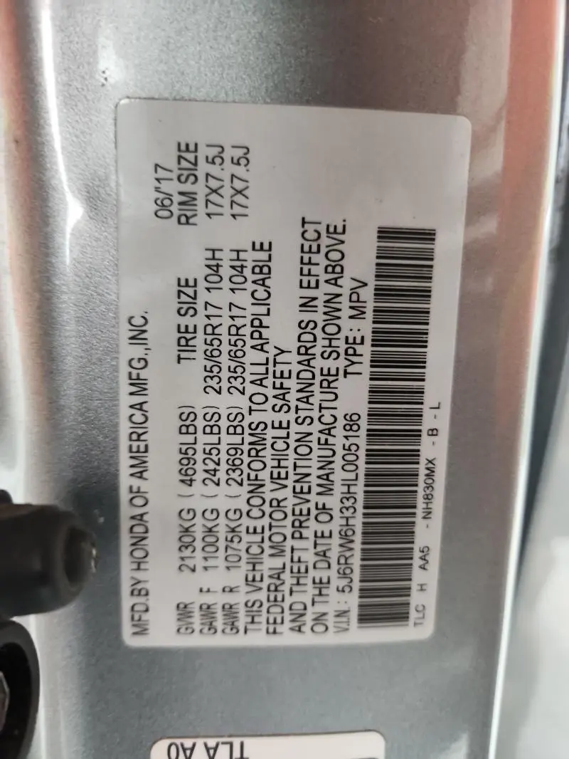 2017 HONDA CR-V LX  