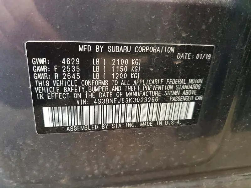 2019 SUBARU LEGACY 3.6R LIMITED  