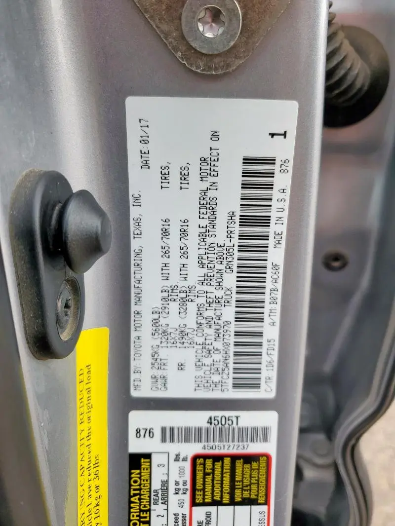 2017 TOYOTA TACOMA DOUBLE CAB  