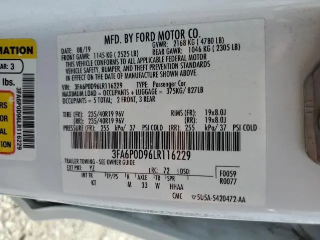 2020 FORD FUSION TITANIUM  