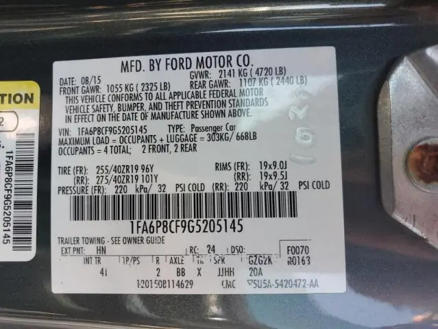 2016 FORD MUSTANG GT  