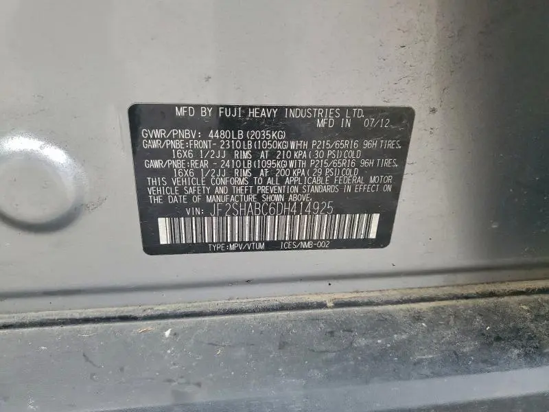 2013 SUBARU FORESTER 2.5X  